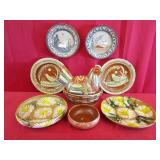 9 pc Mexico Pottery Decor - 'Some Chips' See Pics