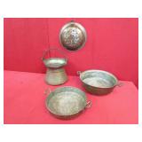 4 Pc Copper, Brass & Iron Farmhouse Decor