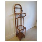 Vintage Asian Bamboo & Rattan Hall Tree Hooks for