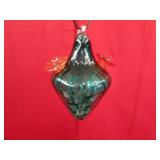 Hand Blown Glass Hummingbird Feeder 7"
