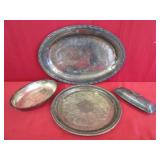 4 pc Silver Plate Oval Tray  18" x 12"