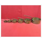 7 pc Copper Pots w/ Riveted Iron Handles