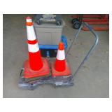 Small Shop Push Cart & 3 Traffic Cones