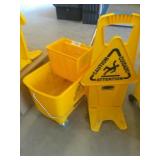 Commercial Mop Bucket & Caution Sign