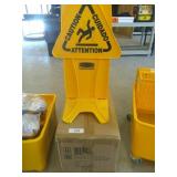 Commercial Mop Bucket & Caution Sign