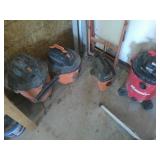 4 Shop Vacs w/ Hoses "Tests Good"
