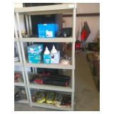 Plastic Shelf w/ Light Bulbs, Ratchet Straps,