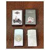 Collection of 4 Lighters, Including 3 Zippo