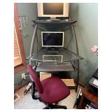 Metal/Glass Multi-Tiered Computer Desk & Chair