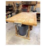 Tan Wood Workbench w/ Connected Wood Vice