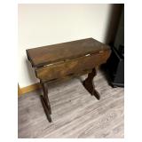 Dark Wood Drop-Leaf End Table