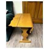 Light Wood Drop-Leaf End Table