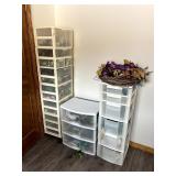 3 Drawered Plastic Bins w/ Contents in Sewing Room