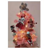Pink pre - lit Christmas Tree / Annalee dolls ornm
