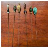 6 Vintage hat pins