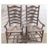 Two Antique ladder back arm chairs