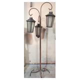 Wrought iron outdoor 3 lantern stand