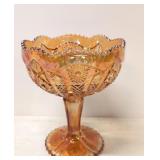 Marigold Carnival Glass Compote