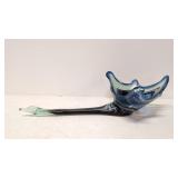 Murano style art glass blue swirl swan planter
