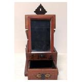 Antique painted wooden jewelry box with mirror