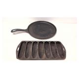 Lodge 10" Griddle and unmarked cosrnstick pan