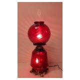 Ruby Red Swirl Gone With The Wind Lamp