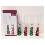 (4)   Mikasa Celebrations 6 oz. Christmas Flutes