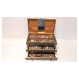 Vintage Lady Buxton 3 tier jewelry box & jewelry