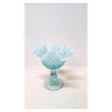 Ice lue Opalescent hobnail compote