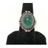 .925 Green Onyx Gemstone ring