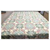 printed star design green & Pink quilt