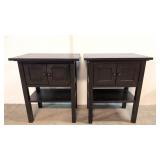 (2) Black two door side tables