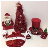 7 pieces of red Christmas Deco