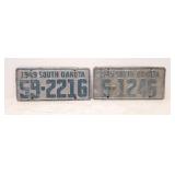 (2) 1949 South Dakota Aluminum license pates