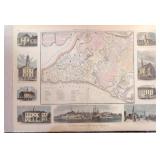 1876 Harpers Weekly Engraving Map & Buildings