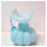 Vintage Fenton Blue Case Glass Melon pitcher