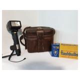 Vintage Camera Bag, Flash, & Bulbs