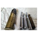 One large French Artillery shell and four 50mms