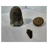 Hammerstone, Mortar Stone, & Arrowhead