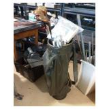 Vtg Fairway Leather Golf Bag With Clubs