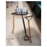 Snow Shovel, Axe and Grading Rake