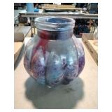 Glass Pumpkin Shaped Jar, No Lid.