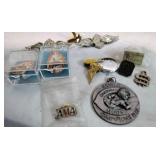 Reds pins and 1975 necklace emblems