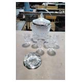 Glass Ice Bucket and 6 Cordial Glasses