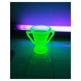 Uranium Glass Block Optic Sugar Bowl