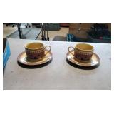 PTS International  Stoneware Cups and Saucers