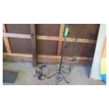 2 wrought iron ornamental plant stands