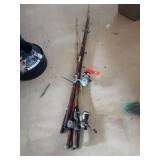 Large Lot of Fishing Poles, some are vintage