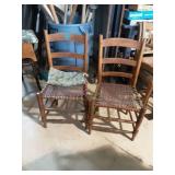 Vtg Armless Rope Seat Chairs