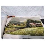 Vtg Lithographs on Canvas Unframed